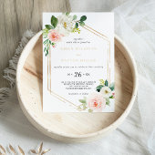 緑と金ゴールド幾何エレガントフローラ結婚 招待状