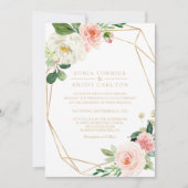 緑と金ゴールド幾何エレガントフローラ結婚 招待状 (正面)