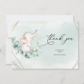 緑と金ゴールド幾何学模様の赤ちゃんシャワー サンキューカード (正面)