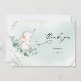 緑と金ゴールド幾何学模様の赤ちゃんシャワー サンキューカード