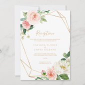 緑と金ゴールド幾何学的ウェディングレセプションカード 招待状 (正面)