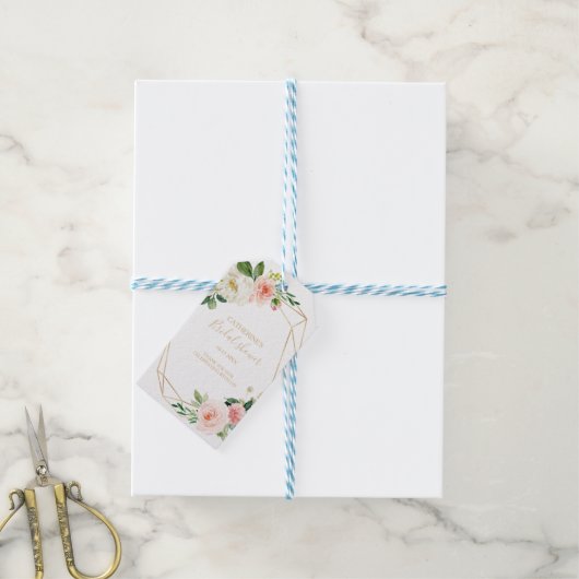 緑と金ゴールド幾何学的エレガントブライダルシャワー ギフトタグ (より糸付き)