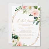 緑と金ゴールド幾何学的エレガントブライダルシャワー 招待状 (正面)