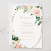 緑と金ゴールド幾何学的バチェロレッテ週末 招待状 (正面)