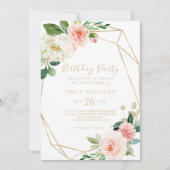 緑と金ゴールド幾何学的30th誕生日パーティー 招待状 (正面)