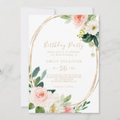 緑と金ゴールド幾何学的60th誕生日パーティー 招待状 (正面)