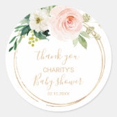 緑と金ゴールド幾何学赤ちゃんシャワーありがとう ラウンドシール (正面)