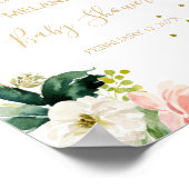 緑と金ゴールド幾何学赤ちゃんシャワーへようこそ ポスター (角)