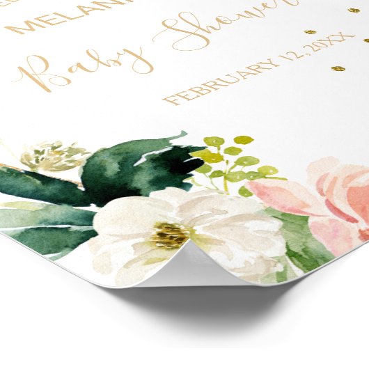 緑と金ゴールド幾何学赤ちゃんシャワーへようこそ ポスター (角)