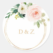 緑と金ゴールド幾何結婚封筒用シール ラウンドシール (正面)