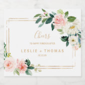 緑と金ゴールド幾何結婚性のワきらめくインL スパークリングワインラベル (シングルラベル)