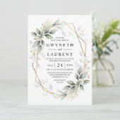 緑と金ゴールド幾何結婚素朴の 招待状 (スタンド正面)
