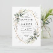 緑と金ゴールド幾何結婚素朴の 招待状 (スタンド正面)