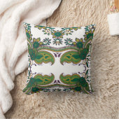 緑と金ゴールド望峰自然曼荼羅花柄 クッション (ブランケット)