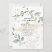 緑と金ゴールド植物緑結婚病 | 招待状 (正面)