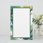 緑と金ゴールド波 便箋 (スタンド正面)