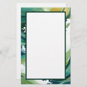 緑と金ゴールド波 便箋 (正面/裏面)