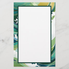 緑と金ゴールド波 便箋