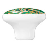 緑と金ゴールド液大理石抽象芸術 セラミックノブ (側面)