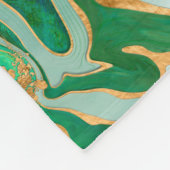 緑と金ゴールド液大理石抽象芸術 フリースブランケット (角)