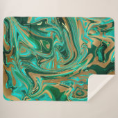 緑と金ゴールド液大理石 シェルパブランケット (正面(横))