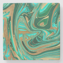 緑と金ゴールド液大理石