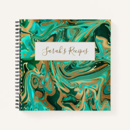 緑と金ゴールド液大理石 ノートブック