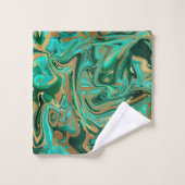 緑と金ゴールド液大理石 バスタオルセット (ウォッシュタオル)