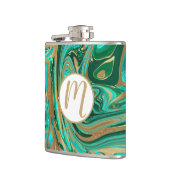 緑と金ゴールド液大理石 フラスク (左)