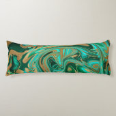 緑と金ゴールド液大理石 ボディピロー (正面)