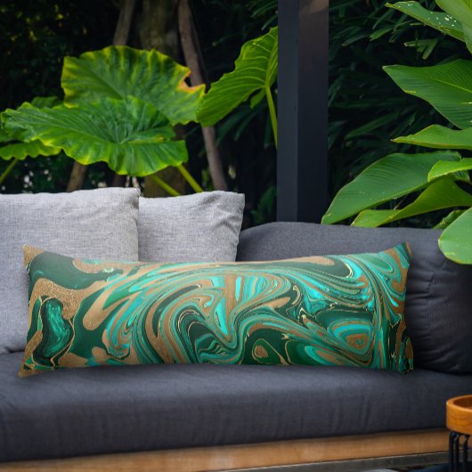 緑と金ゴールド液大理石 ボディピロー