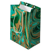 緑と金ゴールド液大理石 ミディアムペーパーバッグ (裏面アングル)
