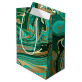 緑と金ゴールド液大理石 ミディアムペーパーバッグ (正面アングル)