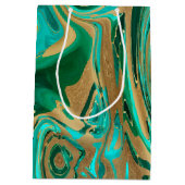 緑と金ゴールド液大理石 ミディアムペーパーバッグ (裏面)