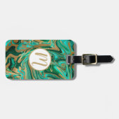 緑と金ゴールド液大理石 ラゲッジタグ (正面横)