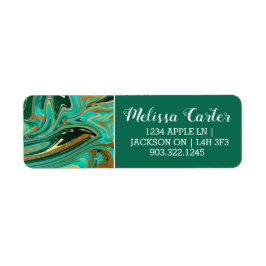 緑と金ゴールド液大理石 ラベル