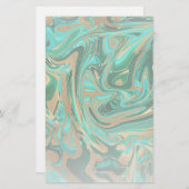 緑と金ゴールド液大理石 便箋 (正面/裏面)