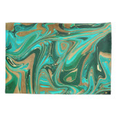 緑と金ゴールド液大理石 枕カバー (裏面)