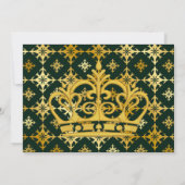 緑と金ゴールド王室のの結婚式RSVPカード 招待状 (裏面)
