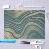 緑と金ゴールド瑪瑙/大理石 薄葉紙 (クラフト)