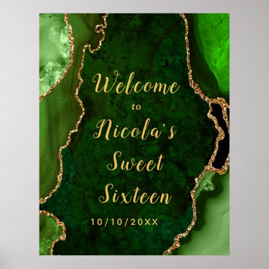 緑と金ゴールド瑪瑙Sweet sixteenへようこそ ポスター (正面)