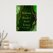 緑と金ゴールド瑪瑙Sweet sixteenへようこそ ポスター (キッチン)