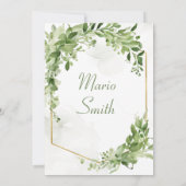 緑と金ゴールド祈の初の聖餐式 招待状 (裏面)