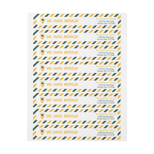 緑と金ゴールド移動ストライプの中 ラップアラウンドラベル (シート)