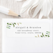 緑と金ゴールド素朴の結婚差出人住所 ラベル (インサイチュ)