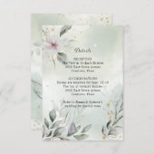 緑と金ゴールド結婚のエンクロージャ挿入 招待状 (正面/裏面)