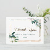 緑と金ゴールド結婚のサンキューカード サンキューカード (スタンド正面)