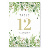 緑と金ゴールド結婚のテーブルカード テーブルナンバー (裏面)