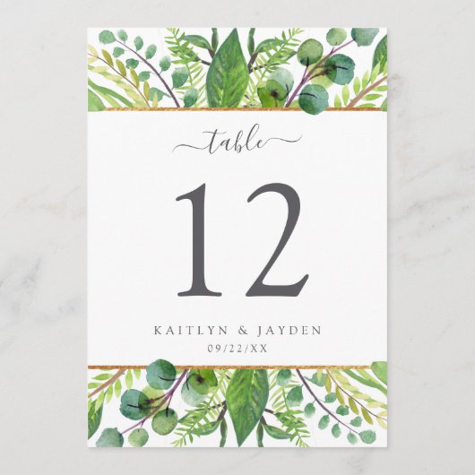 緑と金ゴールド結婚の収蔵表No. 招待状 (裏面)