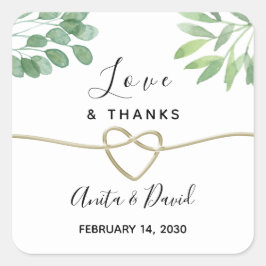 緑と金ゴールド結婚式の引き出物 スクエアシール